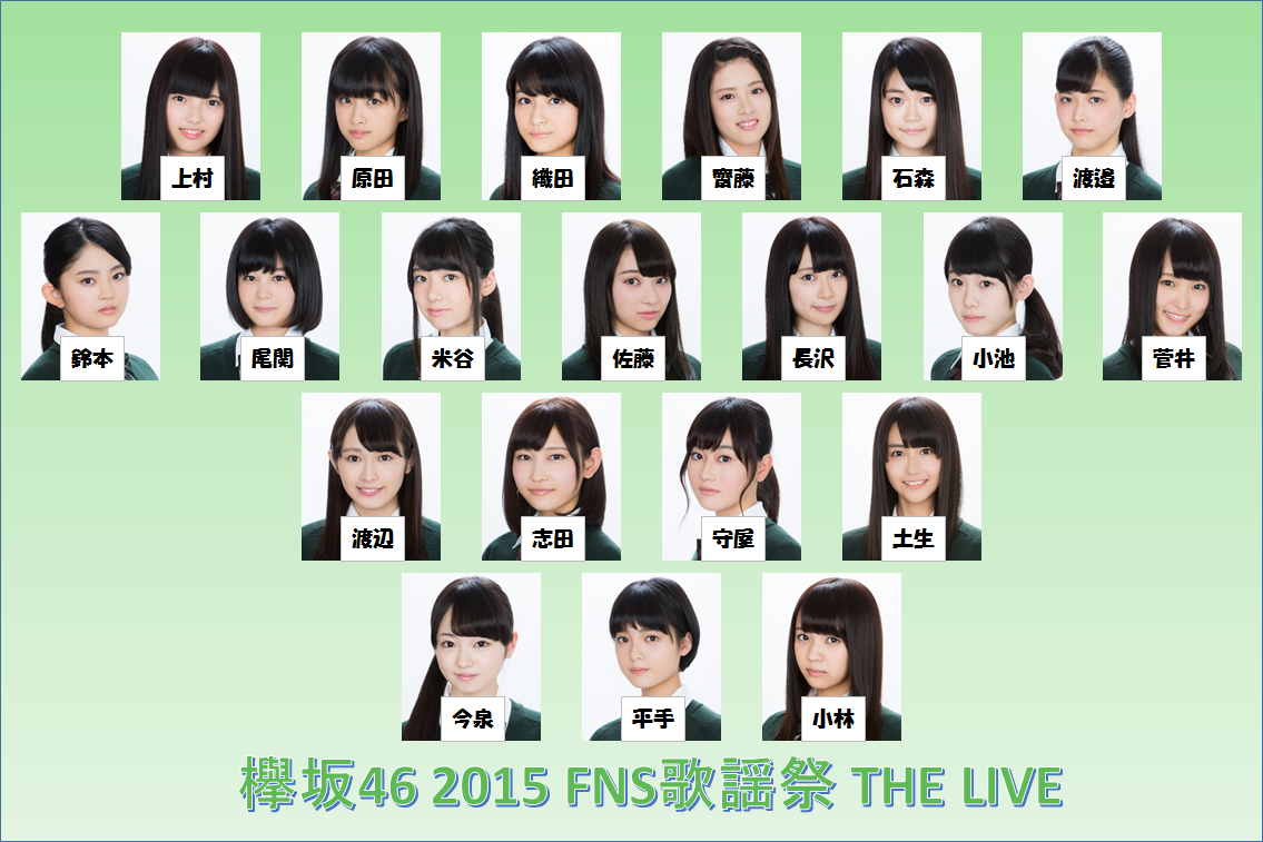 欅坂46 2015 FNS歌謡祭 THE LIVE フォーメーション（名前入り）